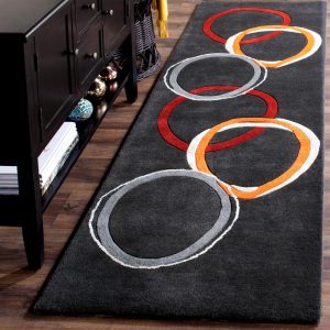 RN-8 Modern Abstract Wool & Viscose Black Handtufted Handmade Runner
