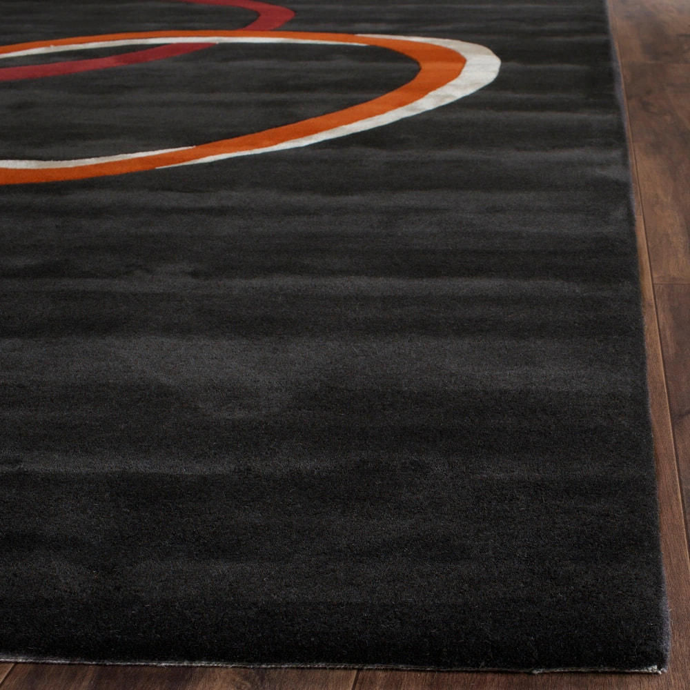 RN-8 Modern Abstract Wool & Viscose Black Handtufted Handmade Runner - Image 2